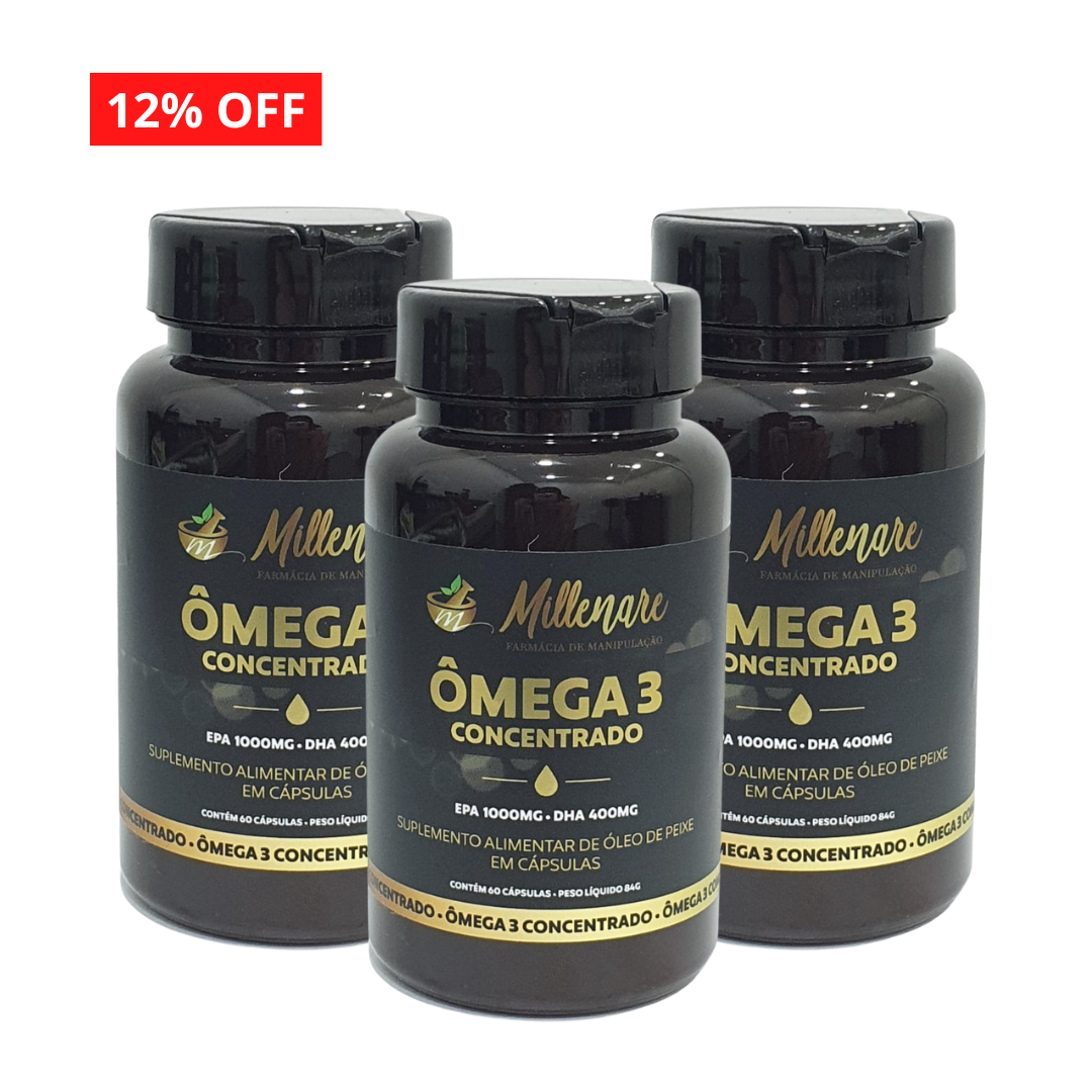 Combo 3 Unidades Ômega 3 Concentrado (EPA 1000 mg / DHA 400 mg) 12